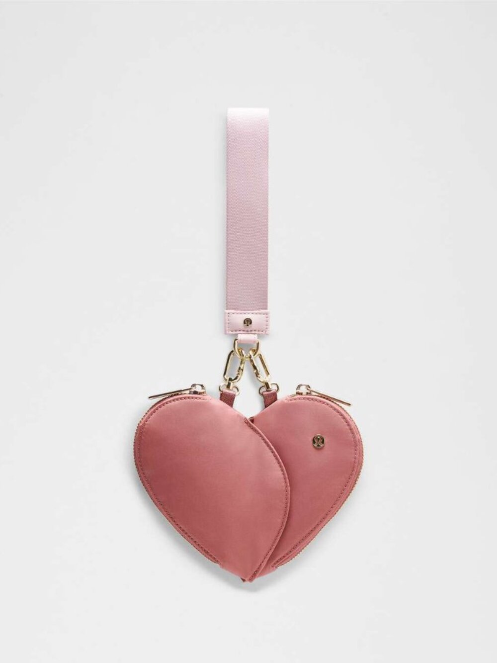 Lululemon‎ Dual Pouch Wristlet Heart Spiced Chai / Pink Haze / Gold NWT